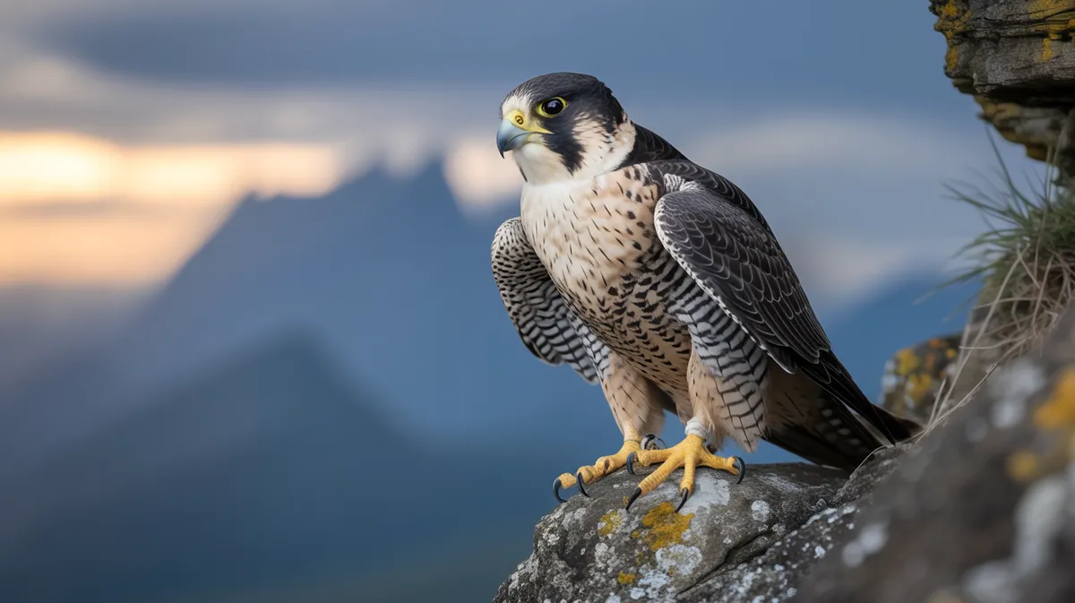 A perched peregrine falcon