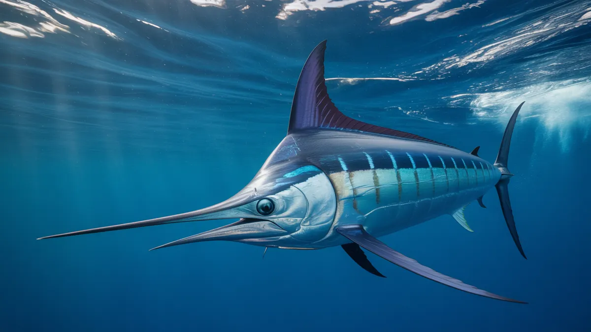 A black marlin swimming