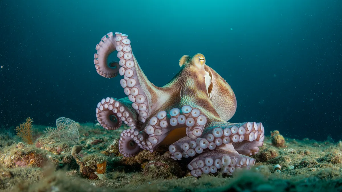 An octopus reaching out a curious arm