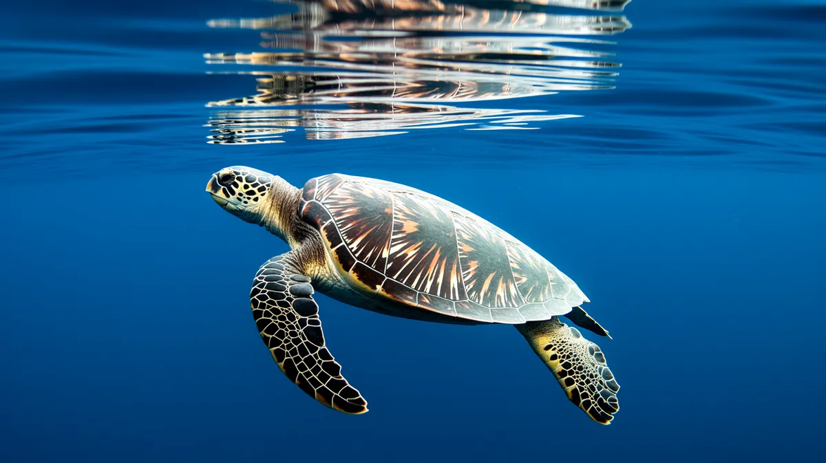 A leatherback turtle in the open ocean